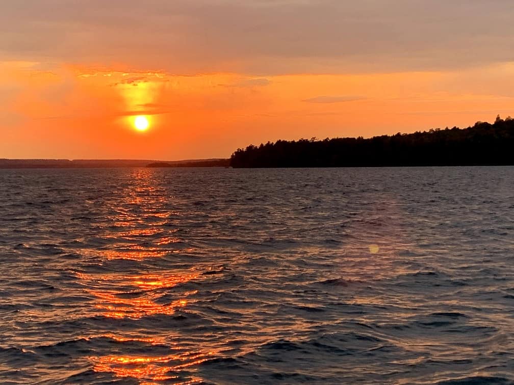 Lake Superior sunsets while on a Michigan Upper Peninsula road trip.
