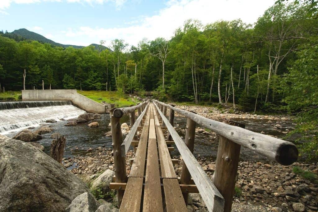 a small footbridge near the dam of Lower Ausable Lake