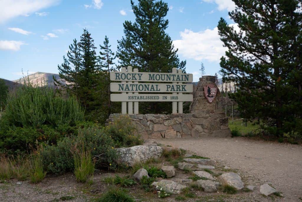 Rocky Mountain National Park Trail Sign at the Grand Lake Entrance